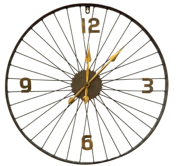 שעון קיר עגול בעיצוב גלגל אופניים - 1