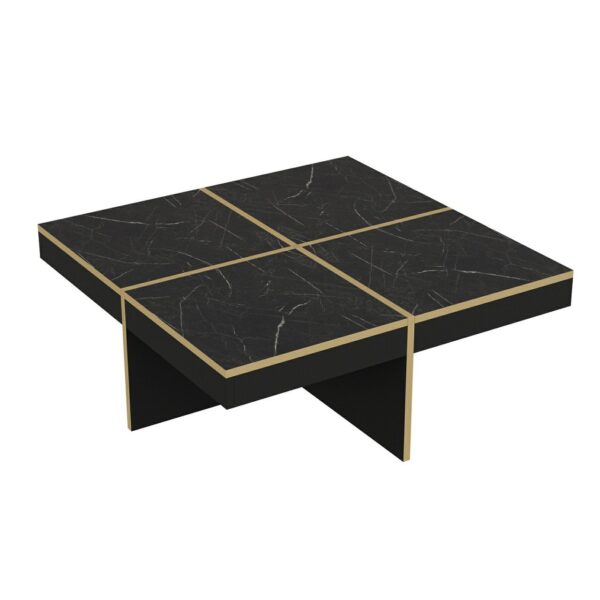 שולחן סלון יוקרתי במראה שיש שחור דגם אוויטה שחור - 4