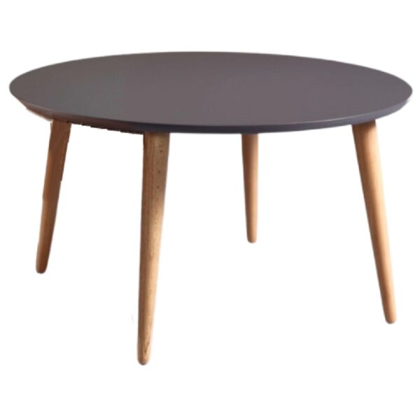שולחן סלון עגול בצבע בטון רגלי עץ קוטר 80 ס"מ דגם לירז - 3