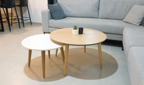 שולחן סלון עגול מעוצב בצבע לבן קוטר 60 ס"מ דגם אפרת - 2